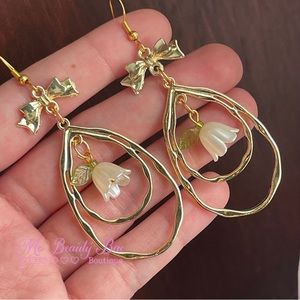 Gold Floral Chandelier Earrings